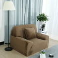 thumbnail image 2 of PiccoCasa Velvet Plush Elastic Sofa Cover, Thicker Couch Slipcover Camel Color Small, 2 of 6