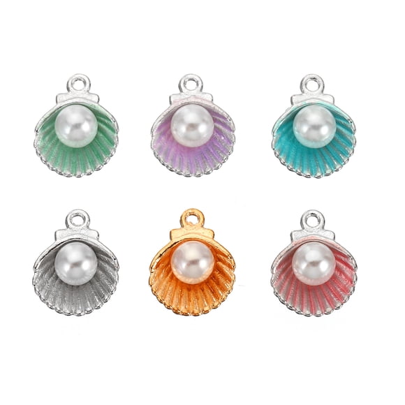 Unique Bargains Shell Pendants Faux Pearl Drops, 60 Pack Imitation Pearl Pendant for Jewelry Making