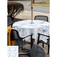thumbnail image 5 of Outdoor Tablecloths with Umbrella Hole & Zipper, Blue Flower 54x54 Inch Square Tablecloths, Watercolor Floral Botanical Line Drawing Print Waterproof Table Cloth, Patio/Pool/Picnic Table Covers, 5 of 8