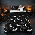 thumbnail image 3 of Homewish Halloween Bat Moon Duvet Cover Queen, Star Crescent Queen Bedding, Black White, Black Reversible 3pcs, 1 Duvet Cover and 2 Pillowcases, 3 of 7