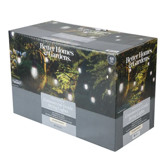 Better Homes & Gardens 2-Pack 48ft Outdoor String Lights, Shatterproof and Weather-Resistant