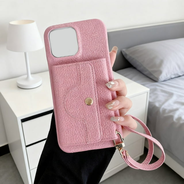 Klonfd Wallet Leather Card Holder & Hidden Makeup Wallet Phone Comfortable Feel For Pro Wallet