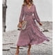 thumbnail image 2 of Vestido floral envuelto en la cintura, correa de swing completo, manga larga, vestido casual de una pieza para mujer, 2 of 8