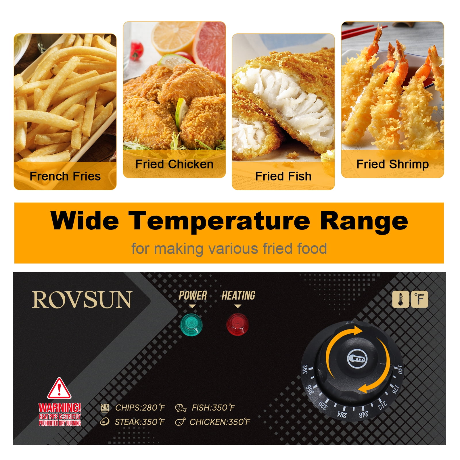 RovSun 6.48L 2500W Electric Deep Fryer, Stainless Steel