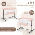 thumbnail image 5 of AILEEKISS Baby Bassinet with Wheels, Height Adjustable Newborn Bedside Sleeper for Baby, Pink, 5 of 11