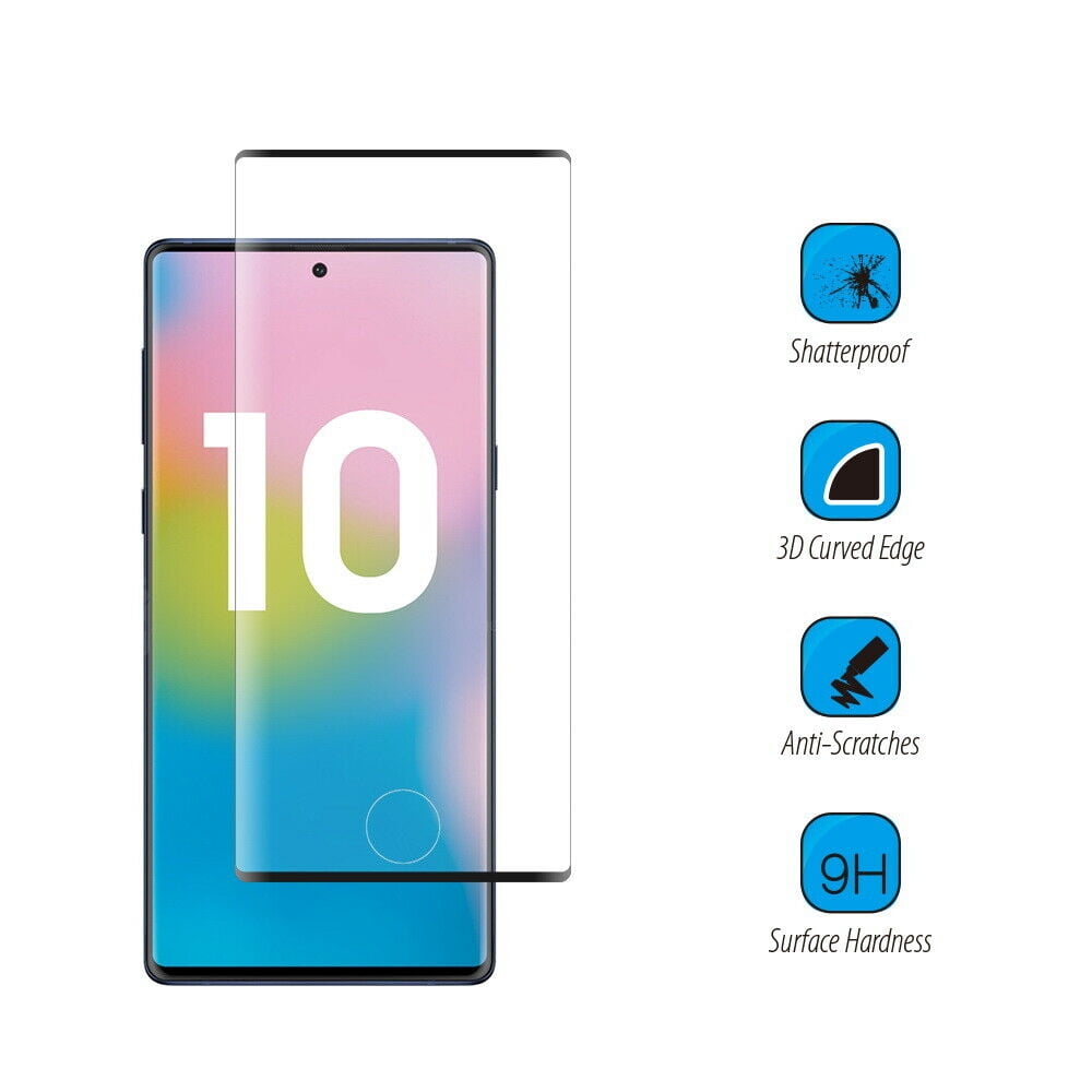 Samsung Galaxy Note 10+ Plus Black Tempered Glass Real Shatterproof