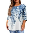 thumbnail image 4 of Dwralegc 3/4 Sleeve Tunic Tops for Women Crewneck Tunic Dressy Blouses with Leggings 3/4 Sleeve Fall 2026 Clothes Basic Plus Size Flowy Tops Light Blue 3XL, 4 of 4