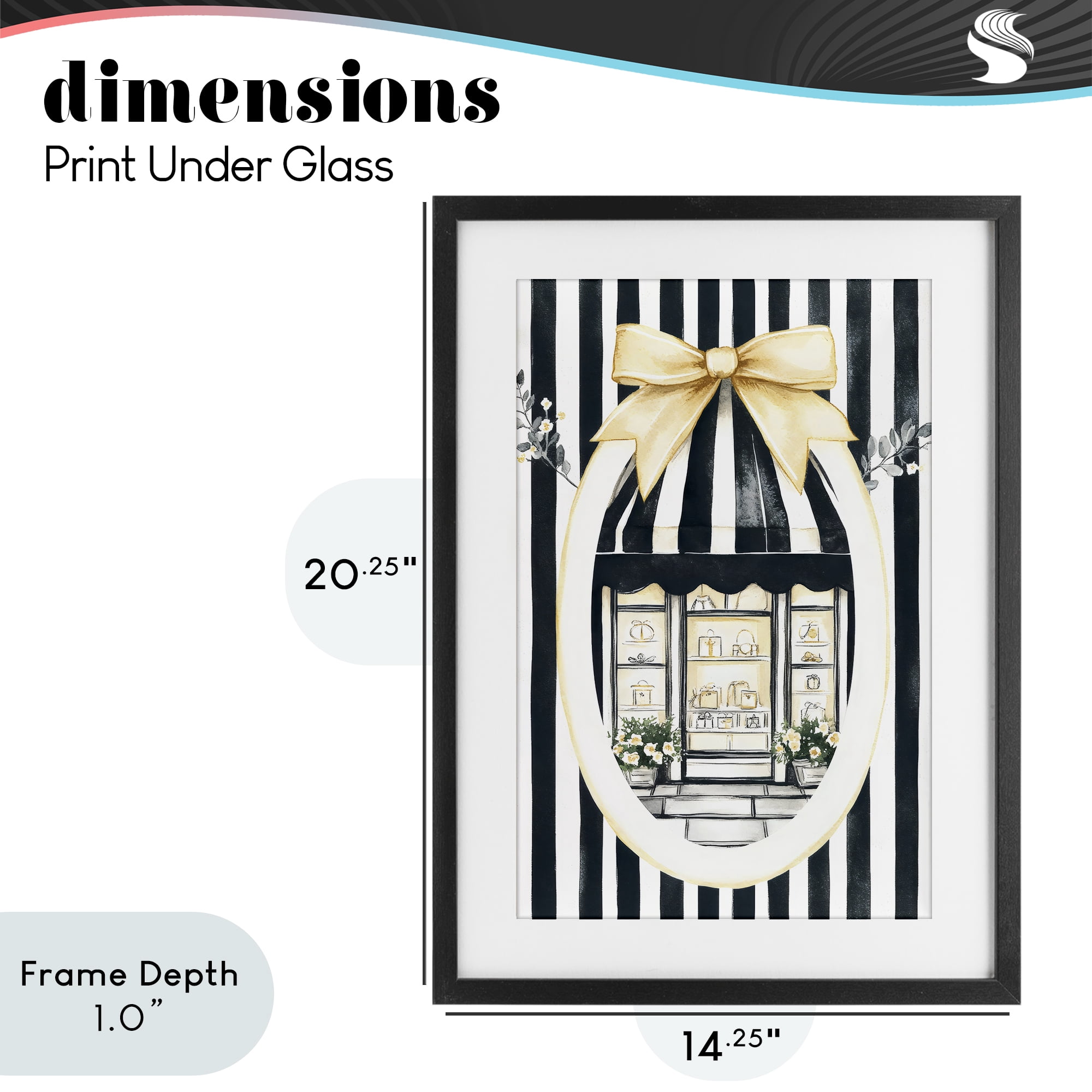 Stupell Industries Maison Striped Boutique Window Black Framed Print Under Glass, design by Petal Prints Design