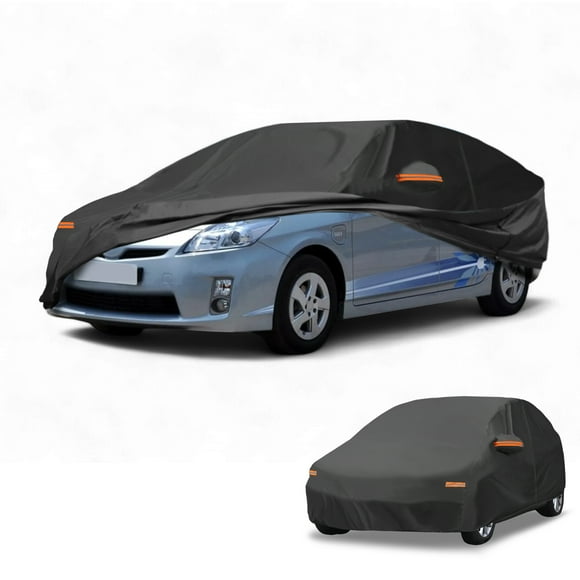 Funda para auto impermeable para todo clima, protección exterior contra el sol y la lluvia, con tiras reflectantes, negra, para Toyota Prius Hatchback