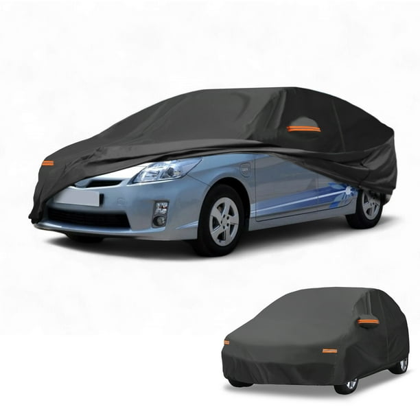 Funda para auto impermeable para todo clima, protección exterior contra el sol y la lluvia, con tiras reflectantes, negra, para Toyota Prius Hatchback