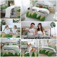 thumbnail image 5 of Green Christmas Tree Comforter Set Full Size, Merry Christmas Pine Trees Snowing Grey Soft Bedding Set for Man Woman, 4 Pieces Duvet Cover Set with Fitted Sheet, 2 Pillowcases, 5 of 9