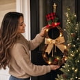 thumbnail image 6 of Ywbawe 16in Snowman Shaped Lighted Christmas Wreath Rattan Hanging Ornament Front Door Xmas Party Decor, 6 of 9