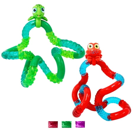 Tangle Pets Aquatic Toys Turtle & Crab Fidget Pack of 2, Sensory Therapy Fidget Toy for Kids, Twist Shape Sea Creatures, Birthday Gifts Holiday Christmas Party w/ Bonus Snoep in Beperkte Oplage