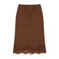 thumbnail image 5 of Skirts for Women Elegant Satin Skirt with Lace Trim Detail Flowy Midi Length Party Wear Casual Women Midi Skirt Coffee S, 5 of 5