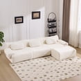 thumbnail image 5 of SEENYOO 117" Modular Sofa, L Shaped Sectional Couch, Chenille 3+1 Seater Couch, Deep-Seat Design, Modular Combination, Bamboo Joint Shape, White, 5 of 12