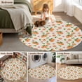 thumbnail image 6 of Summer Peach Large Area Rugs for Bedroom Living Room, Soft Non Slip Carpet Bedside Rug, Tropical Fruit Rustic Flowers Watercolor Round Floor Cover Kitchen Accent Rug 3' for Dining Room/Office, 6 of 9