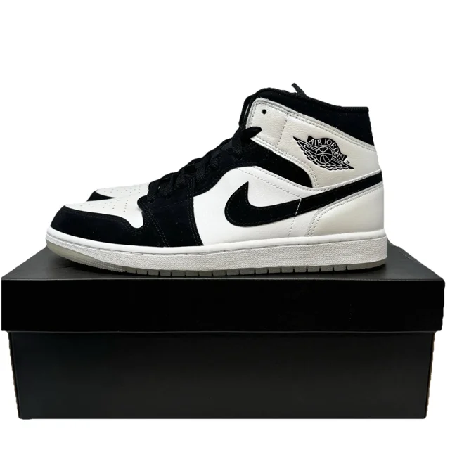 N I-K-E A i r-Jor-dan 1 Mid SE Diamond Black White Shoes DH6933-100 Mens & GS Sizes