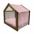 thumbnail image 2 of Fruits Pet House, Girls Design Pattern Pinkish Fruit in Doodle Style, Outdoor & Indoor Portable Dog Kennel with Pillow and Cover, 5 Sizes, Dark Coral Pale Pink, by Ambesonne, 2 of 5