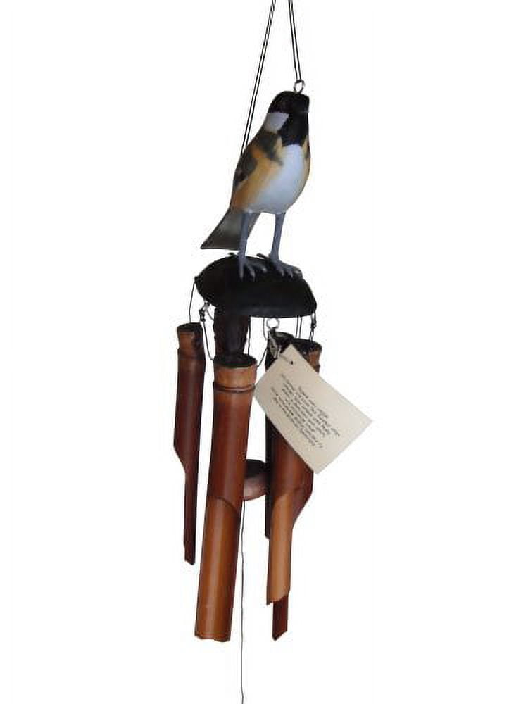 cohasset gifts 175ch cohasset chickadee bamboo wind chime, hand painted golden tan