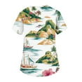 thumbnail image 3 of SAATLERI Scrub Tops Women Print Hawaiian Scrubs Top Floral Graphic Scrubs Shirts Soft Comfy Medical Nursing Uniform with Pockets, 3 of 4