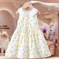 thumbnail image 2 of LLYWEY Girls Floral Collared Dresses, Toddler Girl Floral Sleeveless Dresses, Back Zipper Cotton Spring Summer Easter Casual Sundress Size 2-8 Years, Style BY-32, Yellow, 1T, 2 of 9