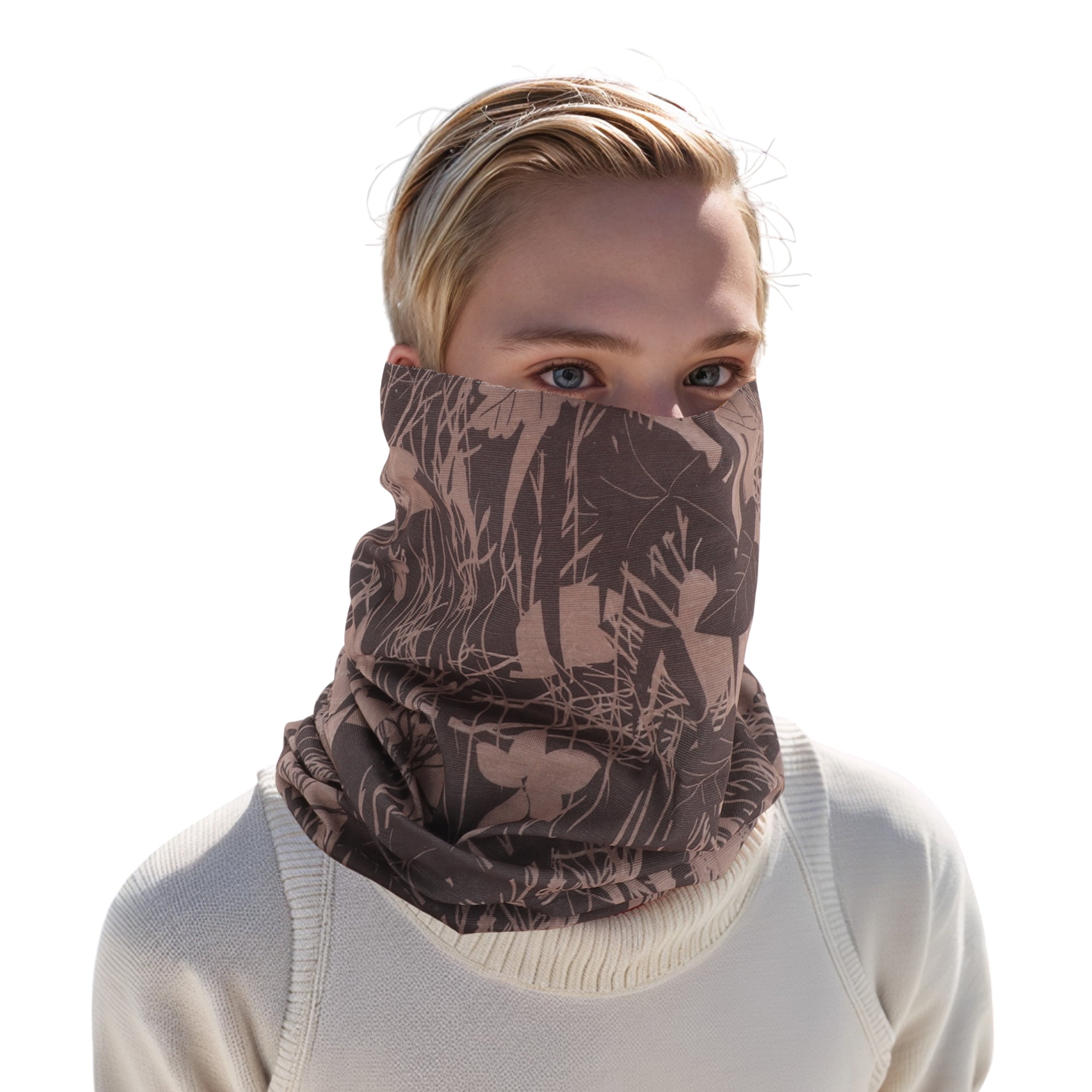 Unique Bargains Artistic Pattern Face Scarf Mask Brown 1 Pc
