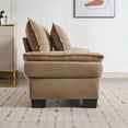 thumbnail image 4 of 84" Corduroy Sofa Sleeper Loveseat, Upholstered Deep Seat Couch with Pillows, Comfy 2-Seater Sofa for Bedroom Living Room Apartment Office, Khaki, 4 of 8