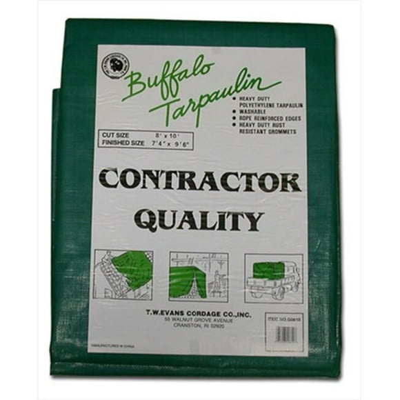 T.W. Evans Cordage G1020 10 ft. x 20 ft. Contractor Grade Poly Tarp in Black and Green