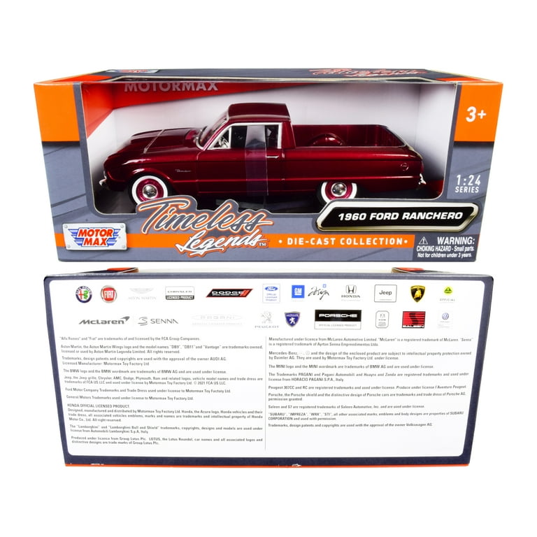 1960 Ford Ranchero Pickup Burgundy Metallic 1/24 Diecast 1960 Ford Ranchero Pickup Burgundy Metallic 1/24 Diecast
