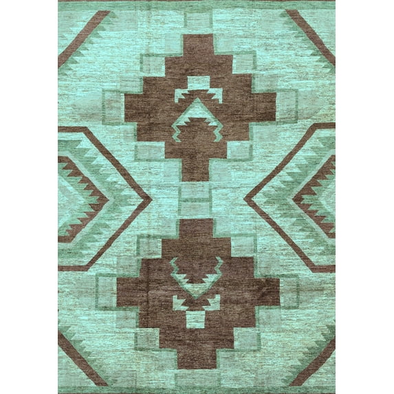 Ahgly Company Indoor Rectangle Abstract Light Blue Modern Area Rugs, 3' x 5'