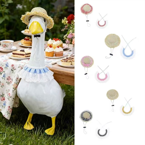 Porch Goose Clothes Dress Up Costume – Rustic Lace Fabric Outfit, Adjustable Fit, Assorted Colors – Cute Porch Patio Yard Garden Goose Decoration