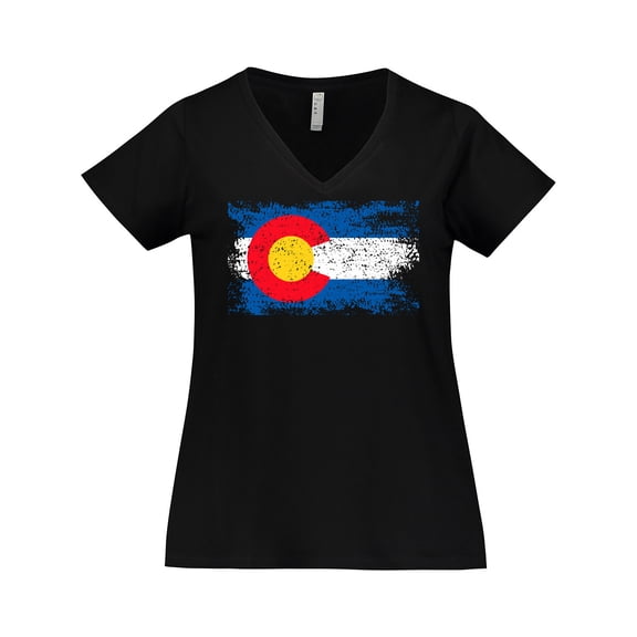 Inktastic Colorado Flag Distressed Look Women's Plus Size V-Neck T-Shirt