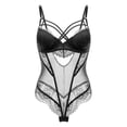 thumbnail image 1 of Mono de encaje sexy de tentación, push-up, ajustado a la cadera, sexy, transparente, estilo europeo y americano, con aberturas laterales, 1 of 6