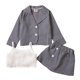 thumbnail image 1 of Chaqueta Elegante Niñas pequeñas Primavera Invierno manga larga negro Plaid abrigo chaleco Tops falda 3 uds trajes conjunto de ropa,blazer moda（Negro， 4-5 años), 1 of 5