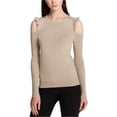 thumbnail image 1 of DKNY suéter de punto con hombros descubiertos para mujer, beige, pequeño DKNY Tejer, 1 of 2