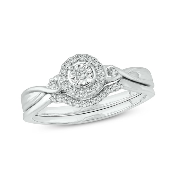 Cali Trove 1/6 Ct Round Diamond Miracle Plate Engagement Wedding Set