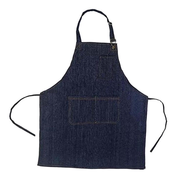 Delantal de trabajo vaquero resistente, fácil de llevar, cubierta multifunción, paño de cintura para restaurante, hogar, jardinería, corte de pelo Azul oscuro