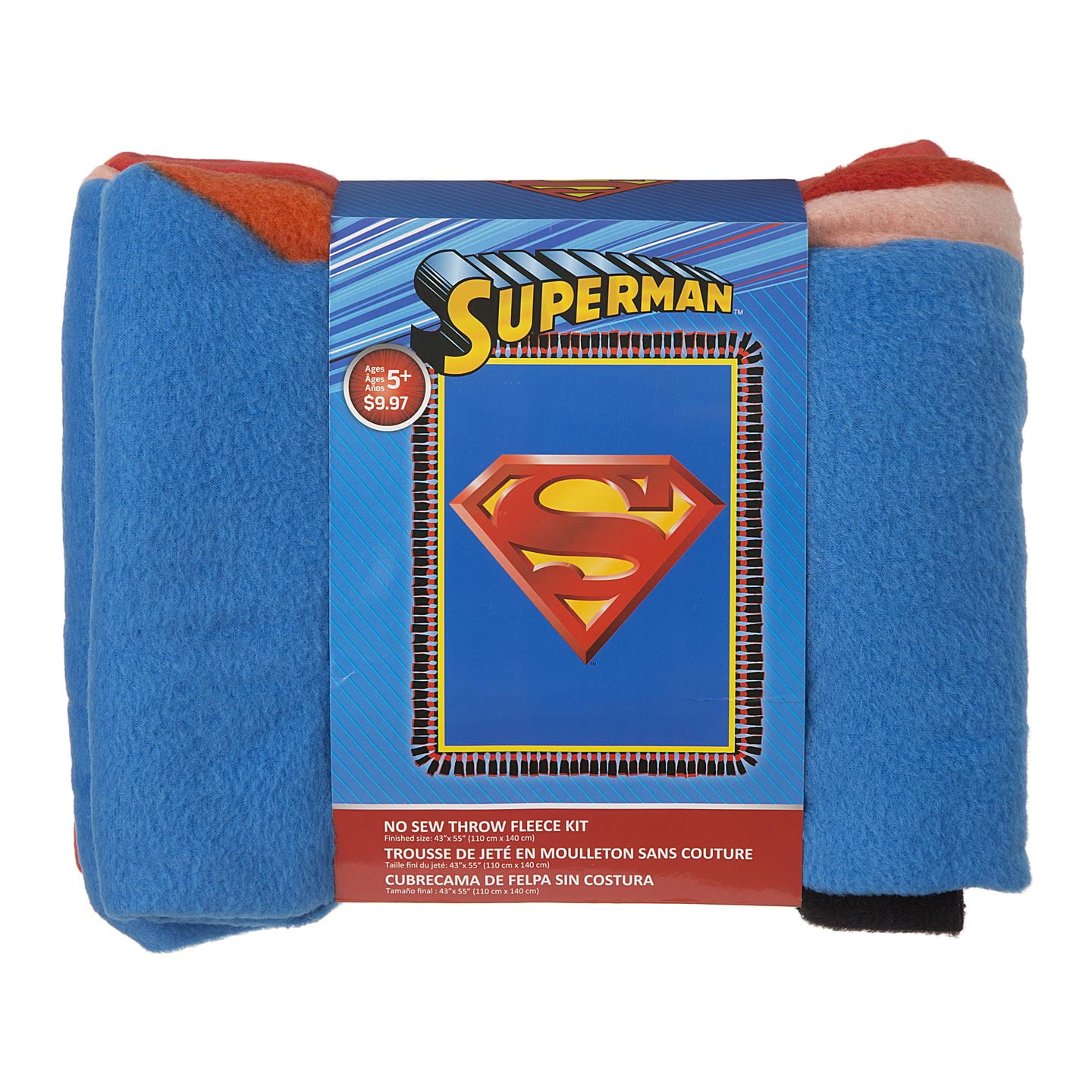 Superman Logo NoSew Fleece Blanket Kit, 48 x 60 inches