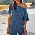 thumbnail image 2 of Womens Sexy Off The Shoulder Tops Short Batwing Sleeve T Shirt Oversized Casual Tee, 2 of 7