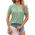 thumbnail image 5 of Nlife Women Pleated Short Sleeve Summer Tunic Top Casual Shirt, 5 of 7