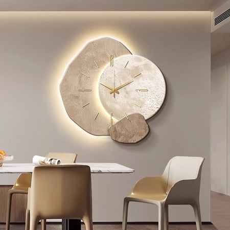 Large Wall Clock Metal Indoor Wall Watch Mute Design Decoration for Living Room Bedroom Dining Room Kitchen Office 50*50cm