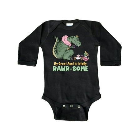 

Inktastic My Great Aunt Is Totally Rawr-Some Tea Rex Party Gift Baby Boy or Baby Girl Long Sleeve Bodysuit