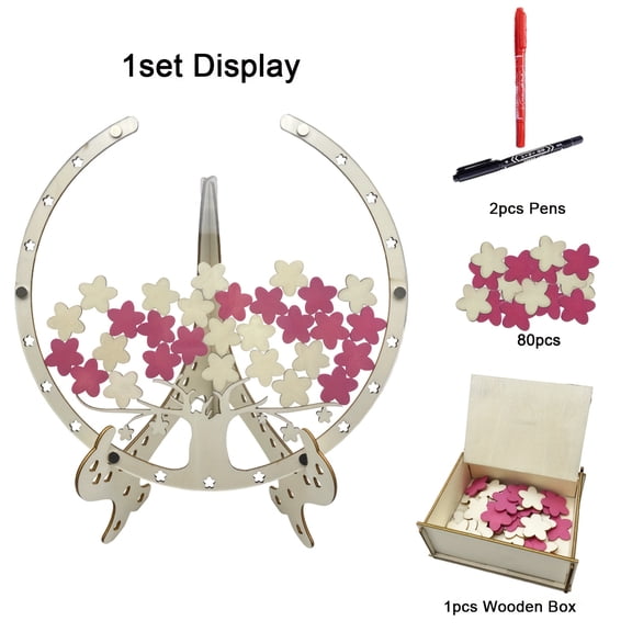 Sakura Tree Wedding Guestbook with Signature Book & Detachable Cherry Box - Artificial Keepsake for Wedding Blessings, Guest Signing /Reception - Decorative Guest Book for Weddings