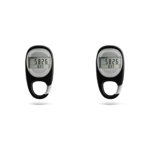 Wosthever Pantalla Digital 3D, podómetro de inducción para caminar, llavero, contador de pasos de ejercicio preciso, equipo para exteriores Negro 2piezas