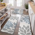 thumbnail image 2 of Blue and Gray Floral Pattern Kitchen Rugs Sets Of 3,Kitchen Runner Rugs Non Skid Washable,Decorative Kitchen Floor Mats for Kitchen,Sink,Laundry,17"x30"+ 17"x47" + 17"x59", 2 of 6