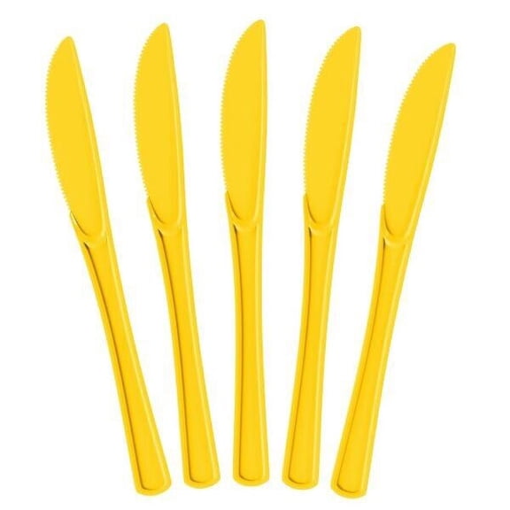 50 Pack Yellow Plastic Knives Heavy Duty Amscan All Occasions Disposable