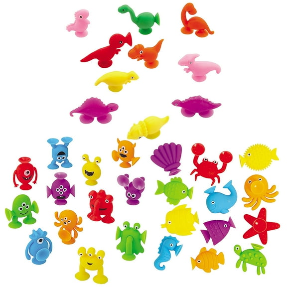 Fun Express Mini Multicolor Suction Toy Assortment Kit – 48 Pieces