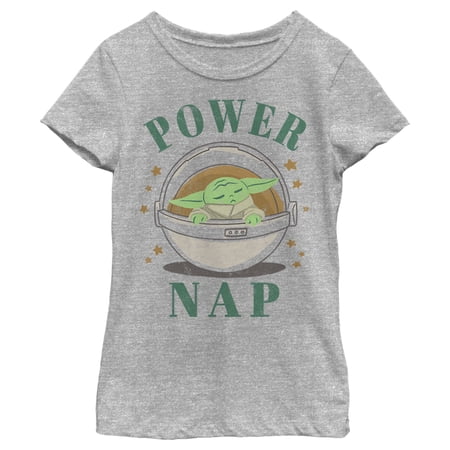 Girl s Star Wars: The Mandalorian The Child Power Nap Bassinet Graphic Tee Athletic Heather Large