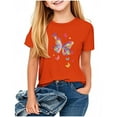 thumbnail image 2 of Frwgonr Girls T-shirts Short Sleeve Shirts for Girls Kids T-Shirts Tees Summer Tops 1-13 Years, Orange, 2 of 4