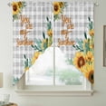 thumbnail image 2 of Sunflower Swag Valances for Windows, Kitchen Curtains 36 Inch Length 2 Panels Set, Summer Botanical Checkered Yellow Floral Short Curtains for Small Windows Rod Pocket Cafe Curtains Drapes 28"x36", 2 of 8